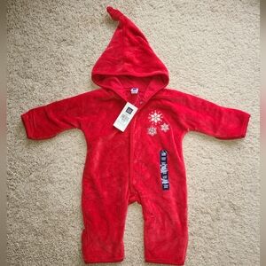 Baby Gap Outfit Size 3M Newborn Hooded Velour Snowflakes Romper Jumpsuit Snap